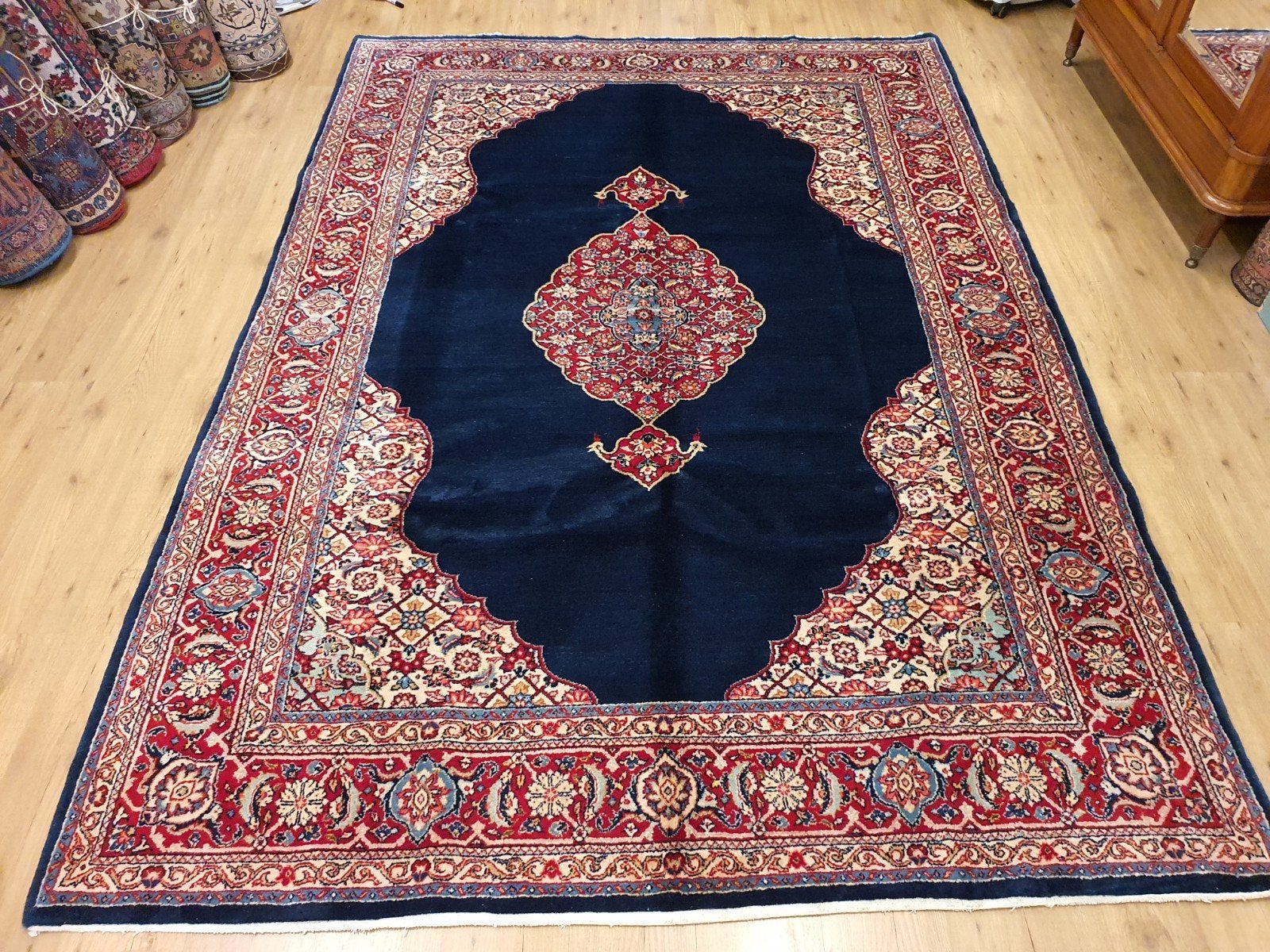 Vintage handgeknoopt perzisch tapijt sarough 295x203, Info@SlatsAntiek.nl, Tweedehands, Perzisch, 200 cm of meer