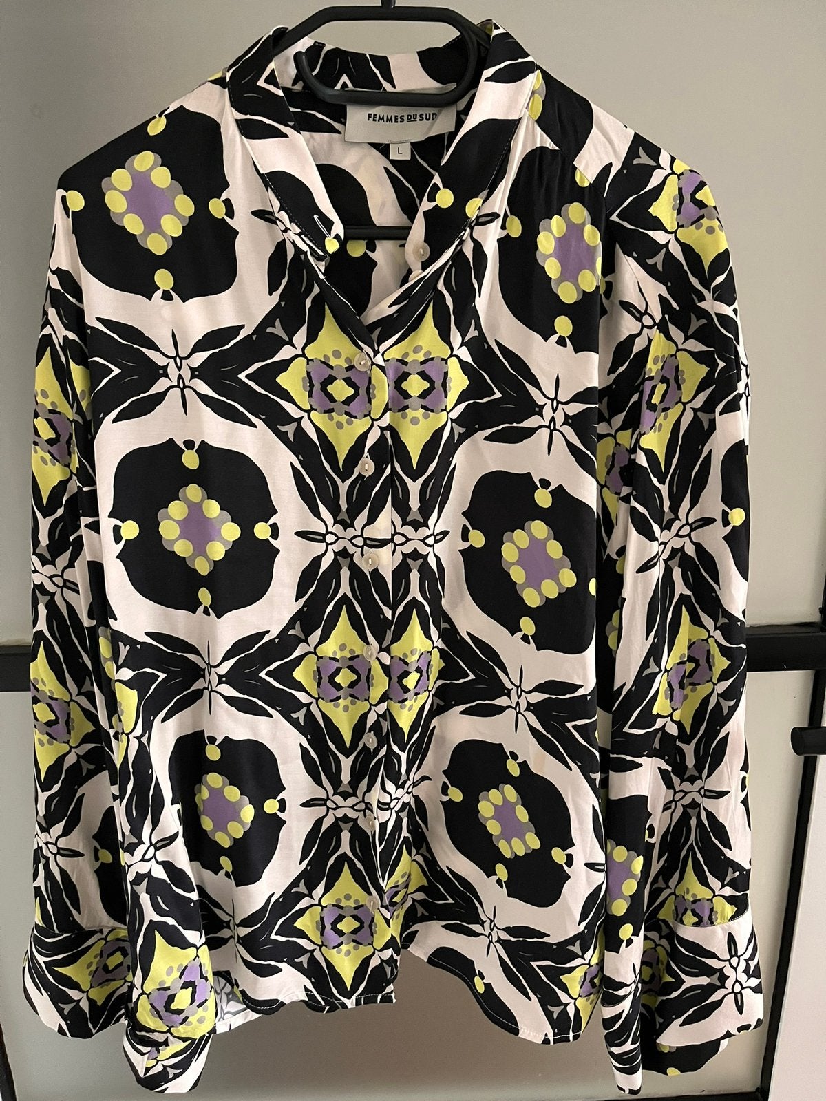 Femmes du Sud blouse met opvallende print, maat L, Ophalen of Verzenden, Zo goed als nieuw, Maat 42/44 (L), Zwart