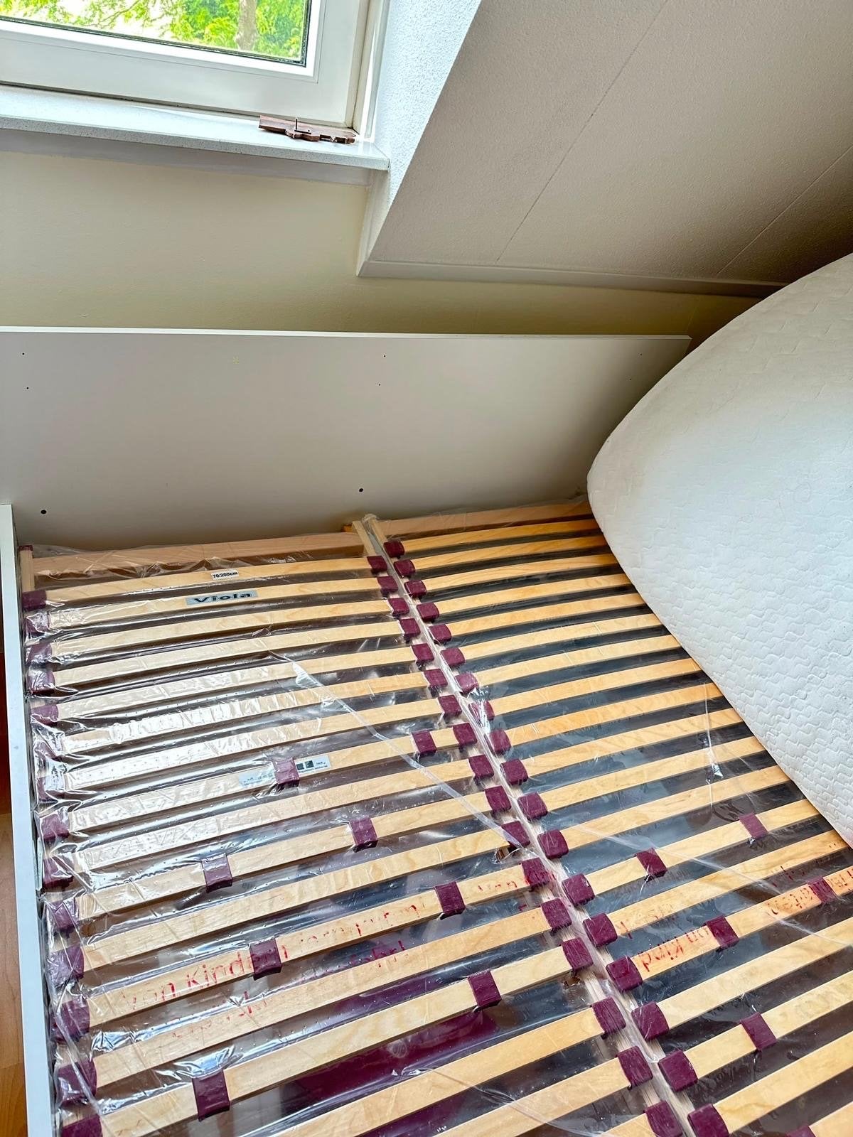 Tweepersoonsbed met lattenbodems (zonder matras), Gebruikt, Wit, Tweepersoons, 200 cm