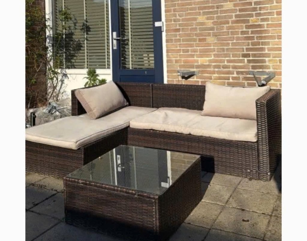 Loungeset met bijzettafel Tuinset tuinmeuben tuinstoelen, Ophalen, 5 zitplaatsen, Kunststof, Gebruikt