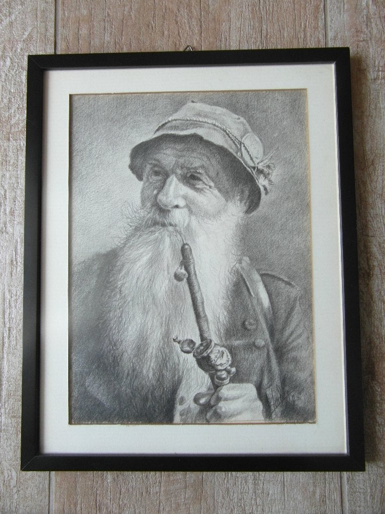 Potlood tekening incl lijst, Minder dan 50 cm, Gebruikt, Ophalen of Verzenden, Schilderij