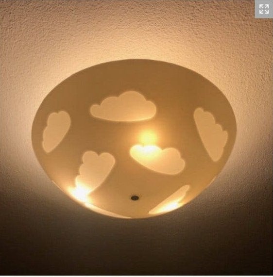 Lamp wit wolken Ikea Skojig, Ophalen, Zo goed als nieuw, Wit, Plafondlamp