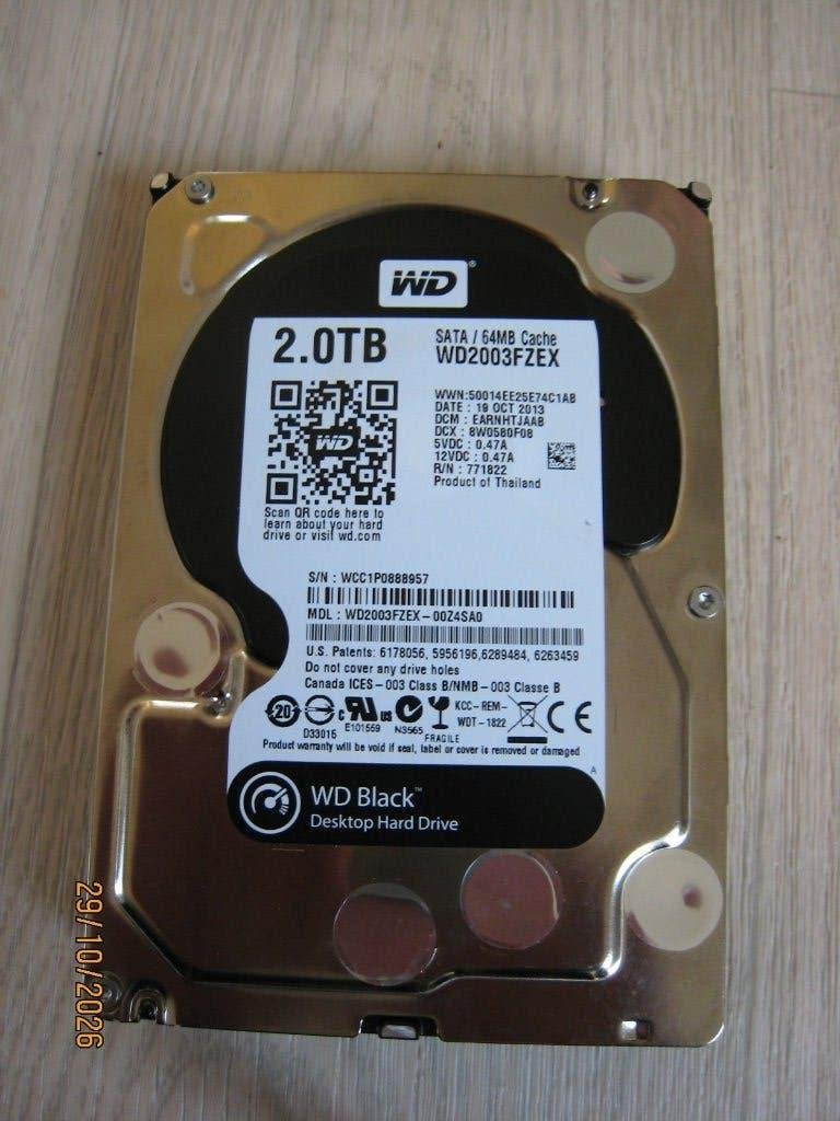 5x WD 2TB HDD Sata 7200/5400rpm, Computers en Software, Intern, 2TB, Ophalen of Verzenden, Desktop