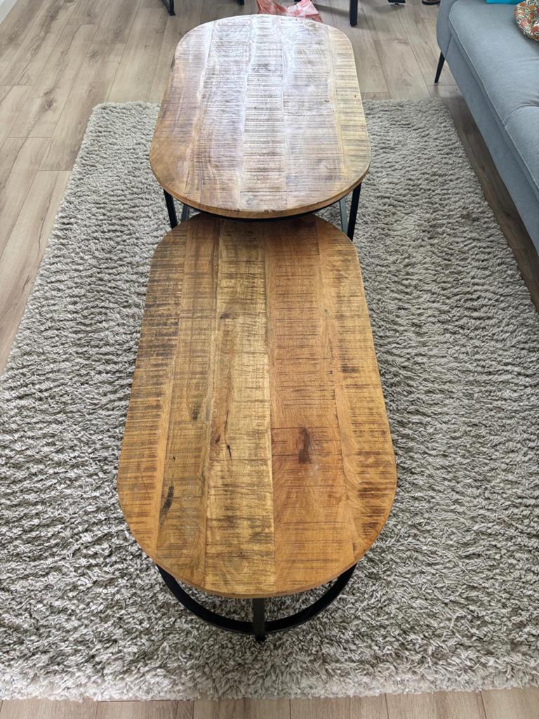 Dubbele salontafel en bijzettafel - nette staat, Ophalen, 100 tot 150 cm, 50 tot 100 cm, Zo goed als nieuw