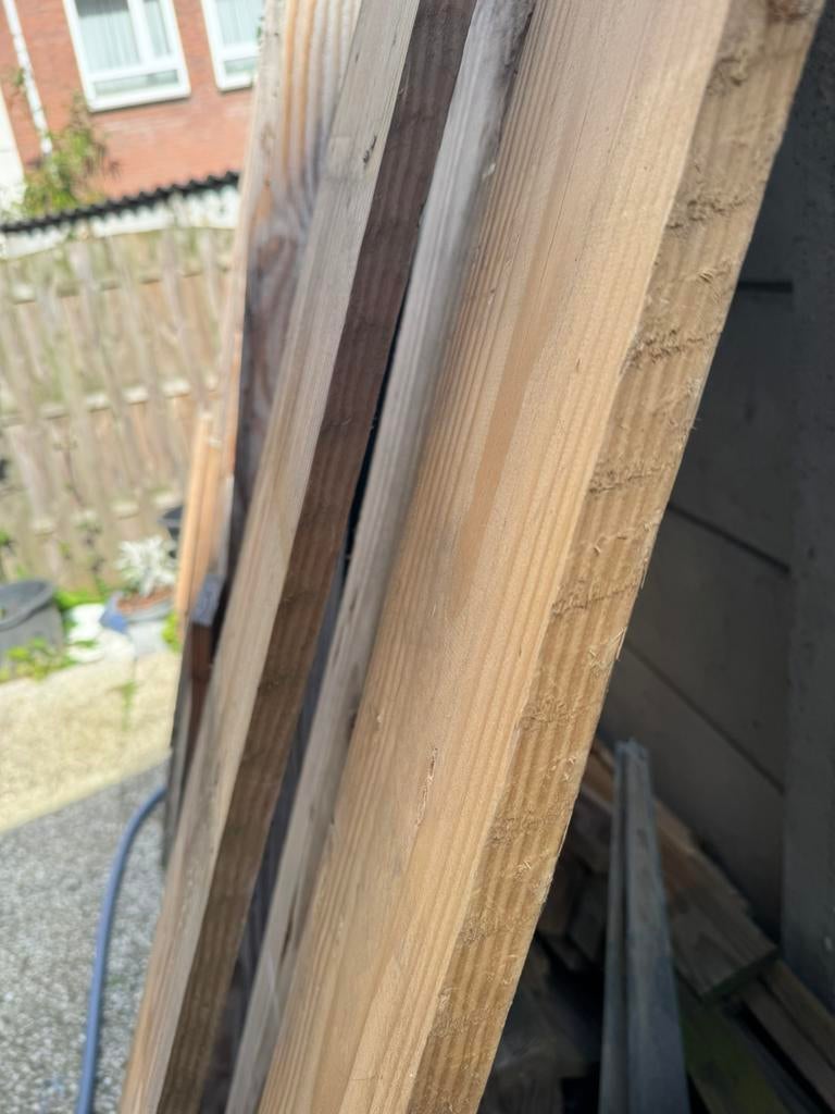 Douglas houten planken tuinhuis buitenshuis, Tuin en Terras, Palen, Balken en Planken, Ophalen, Zo goed als nieuw, 250 cm of meer