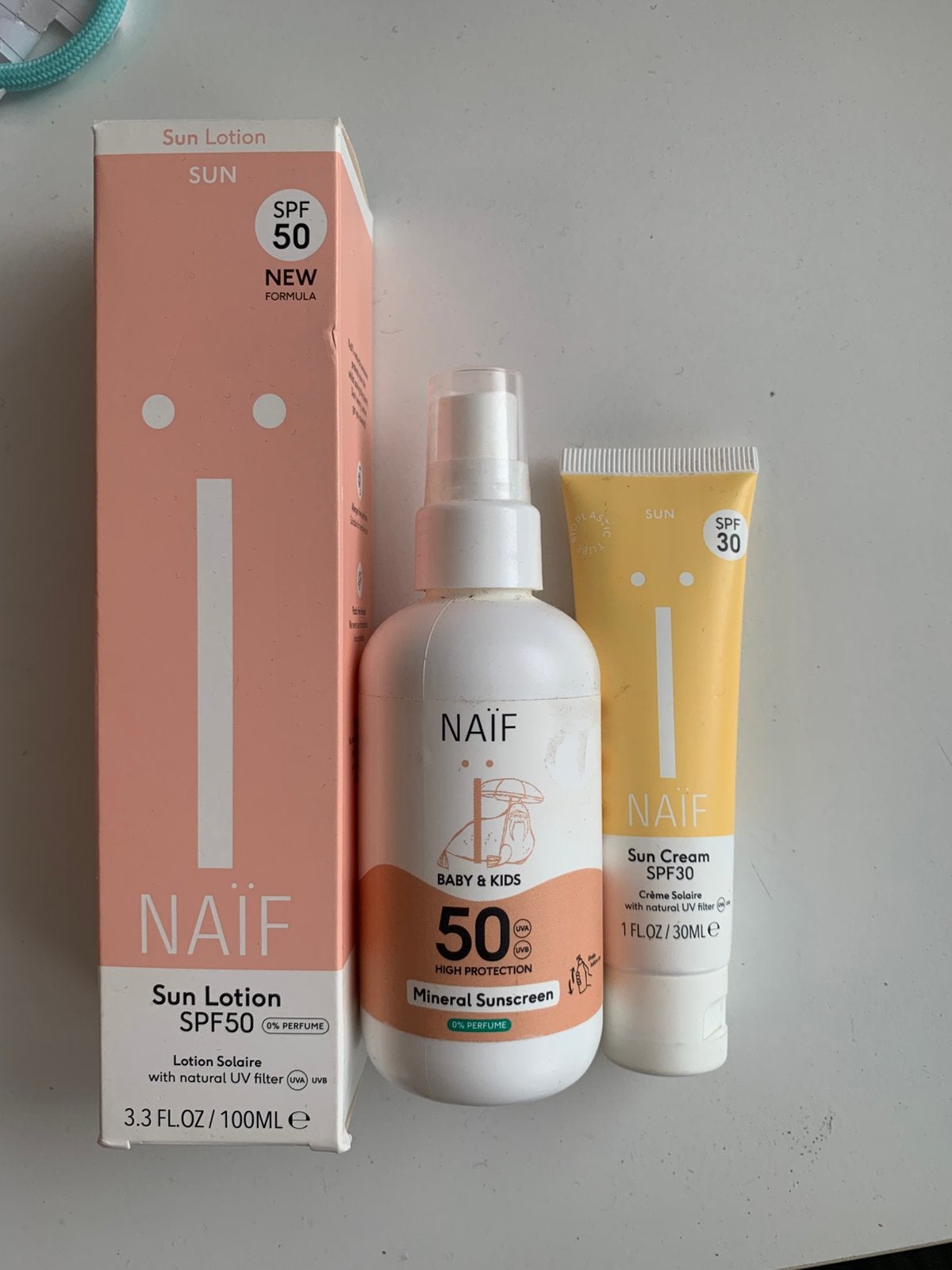 Setje Naïf Zonnebrand nieuw & nauwelijks gebruikt, Ophalen of Verzenden, Zo goed als nieuw, Gehele gezicht