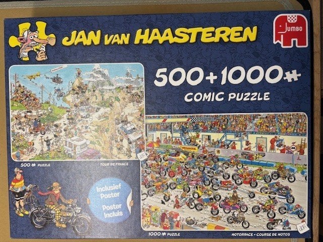 Van Haasteren puzzel 500 &1000: Motorrace & Tour de France, Hobby en Vrije tijd, Denksport en Puzzels, Ophalen of Verzenden, 500 t/m 1500 stukjes