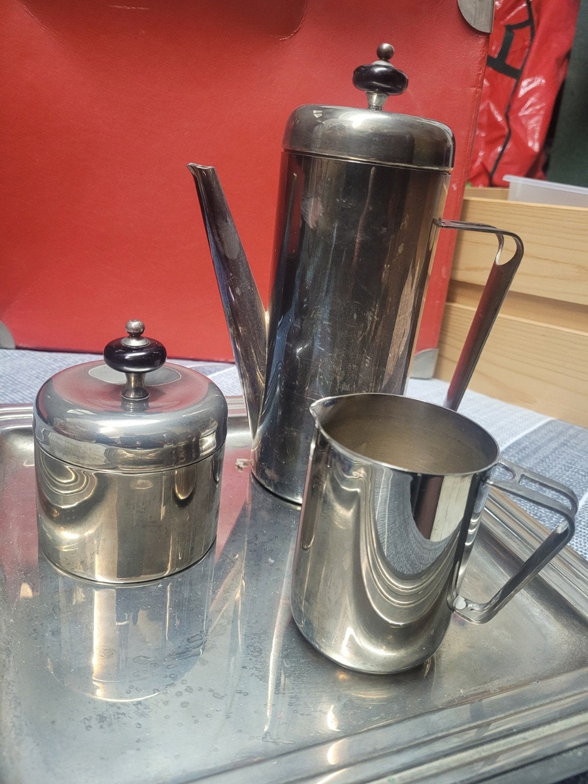 vintage deco setje, Ophalen, Zilver