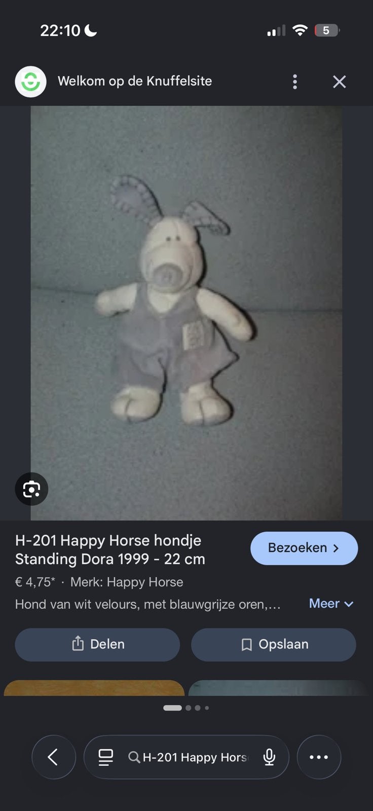 GEZOCHT !! Happy Horse hondje Dora 1999 - 22 cm, Gebruikt, Overige karakters, Happy Horse, Middelgroot (20 tot 80 cm)