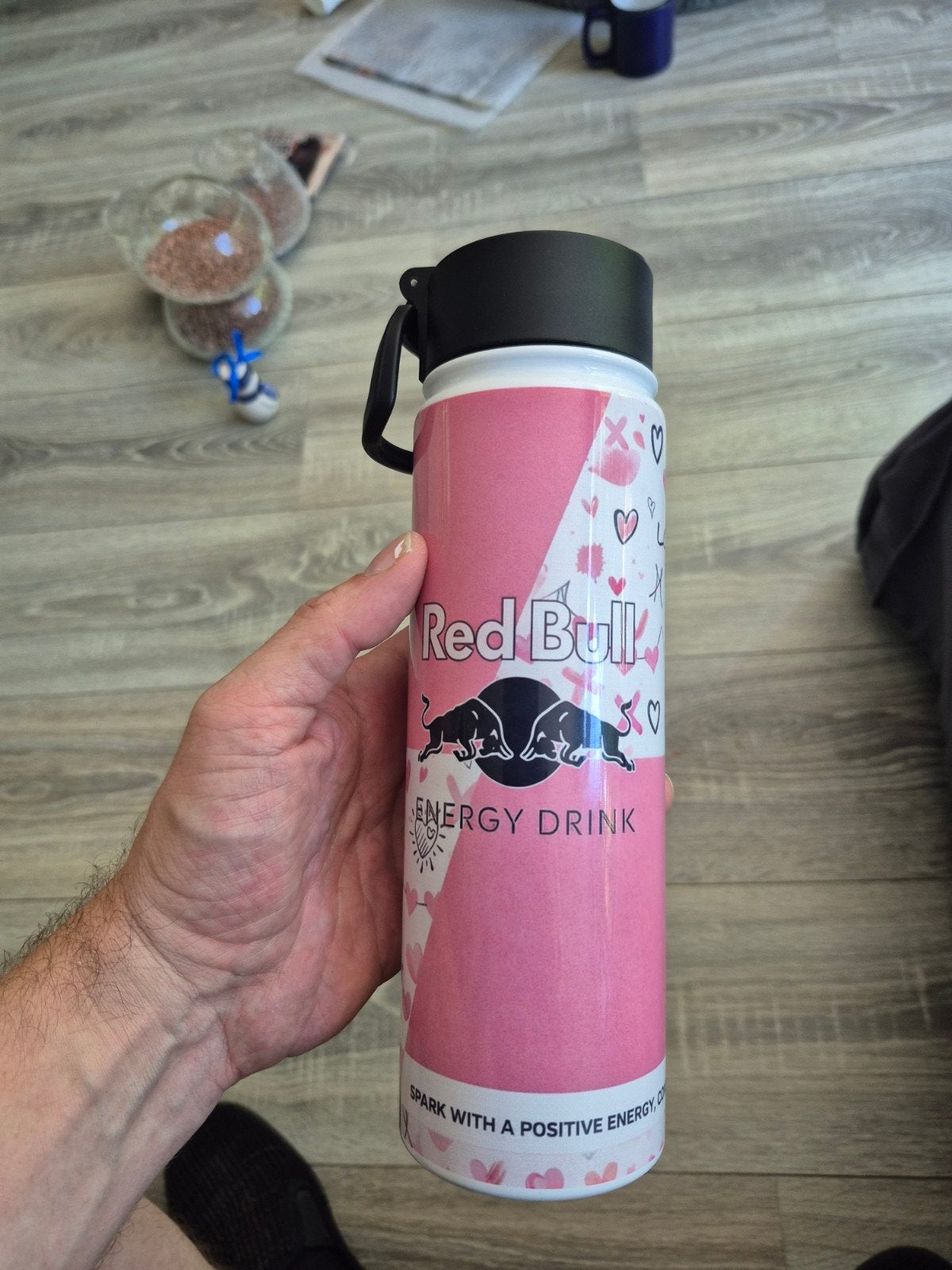 RVSRed Bull tumbler - Roze met rietje, Ophalen of Verzenden, Nieuw