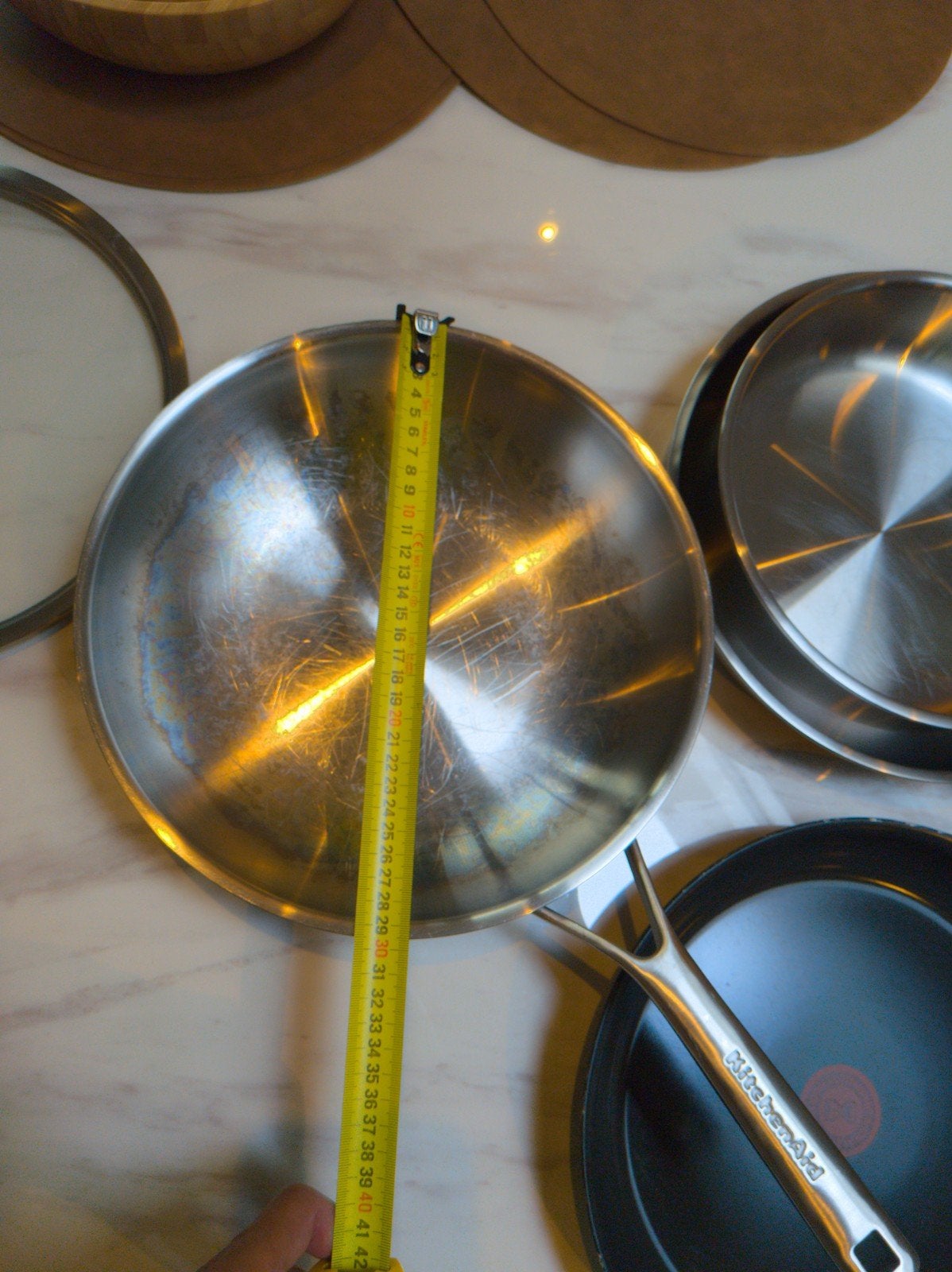 Pannenset KitchenAid Multiply met gratis Tefal pan, Ophalen, Met handvatten, Pannenset, Zo goed als nieuw