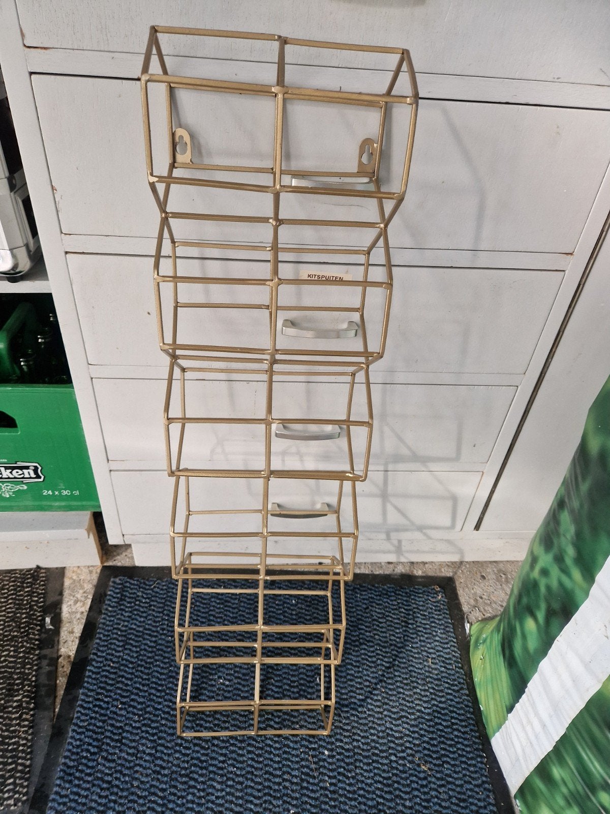 Goudkleurig flessenrek voor aan de muur, 5 tot 15 flessen, Ophalen of Verzenden, Zo goed als nieuw, 75 – 100