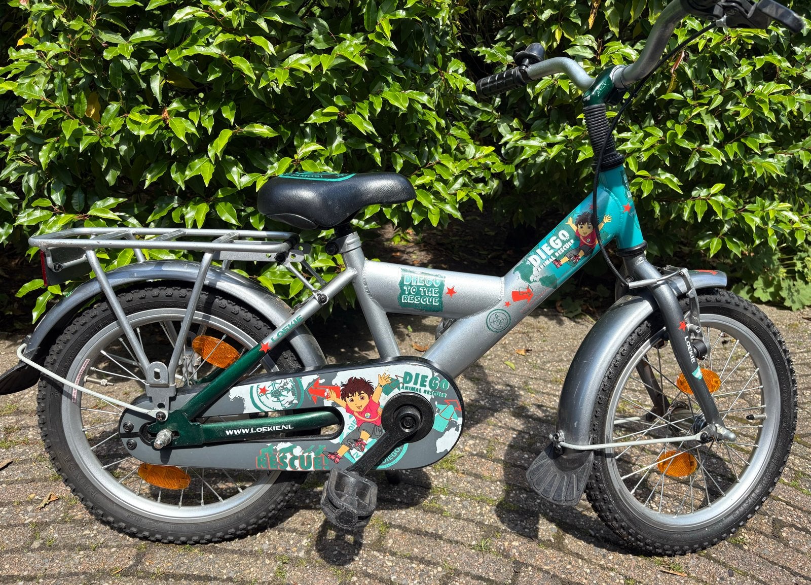 Stoere Loekie Diego 16 inch kinderfiets, Fietsen en Brommers, Fietsen | Kinderfietsjes, Ophalen, Gebruikt, Terugtraprem, 16 tot 20 inch