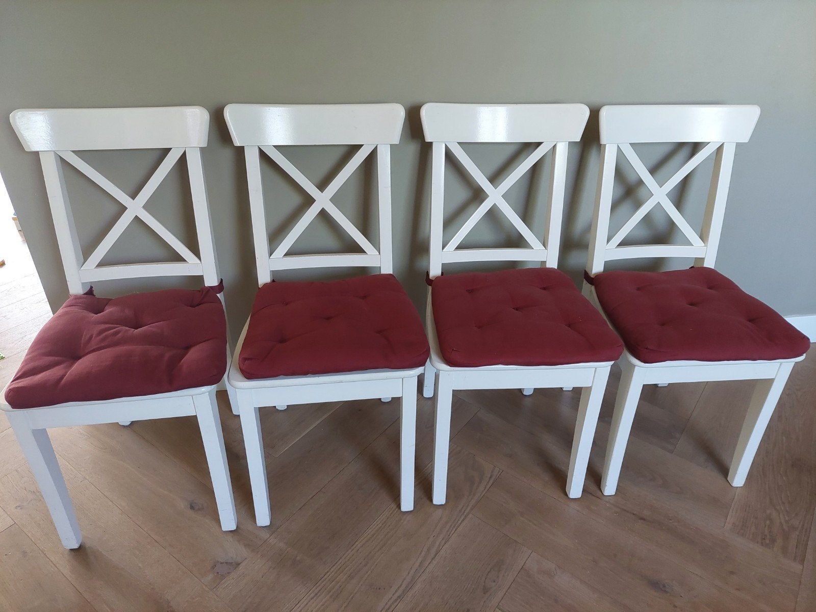 4x ikea ingolf stoelen met kussens, Ophalen, Gebruikt, Wit, Vier