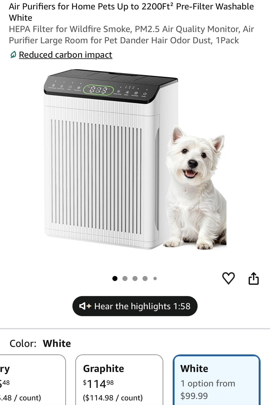 Air Purifiers for Home Pets Up to 2200Ft² Pre-Filter, Ophalen of Verzenden, Zo goed als nieuw, Luchtreiniger