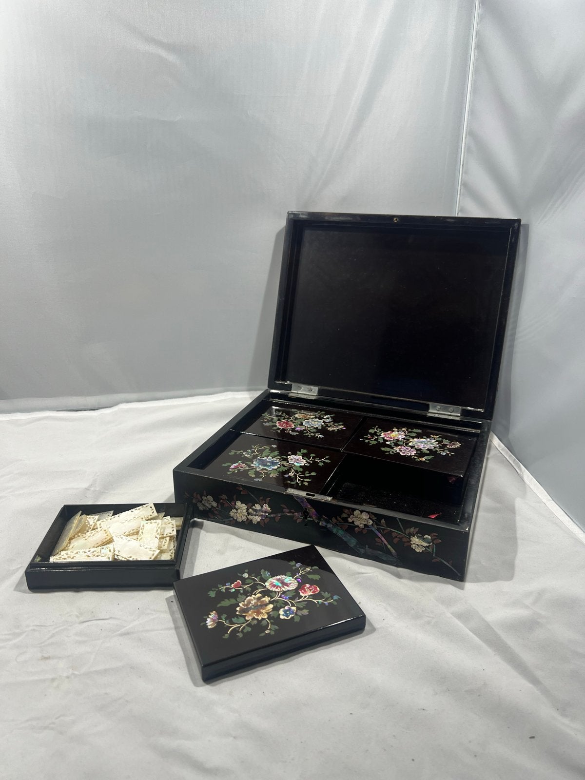 Mahjong Fiches Doos / Sieradendoos - Lakwerk & Slot, Ophalen of Verzenden