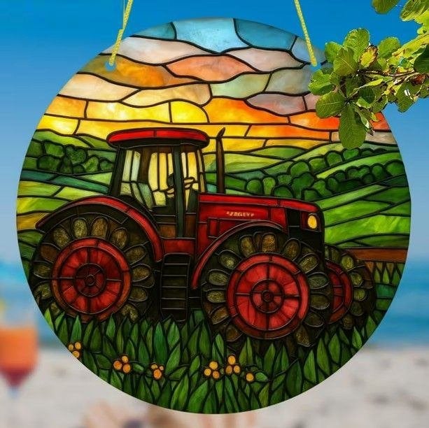Raamhanger tractor ( extra kleurrijk ), Tuin en Terras, Tuinwanddecoratie, Verzenden, Nieuw