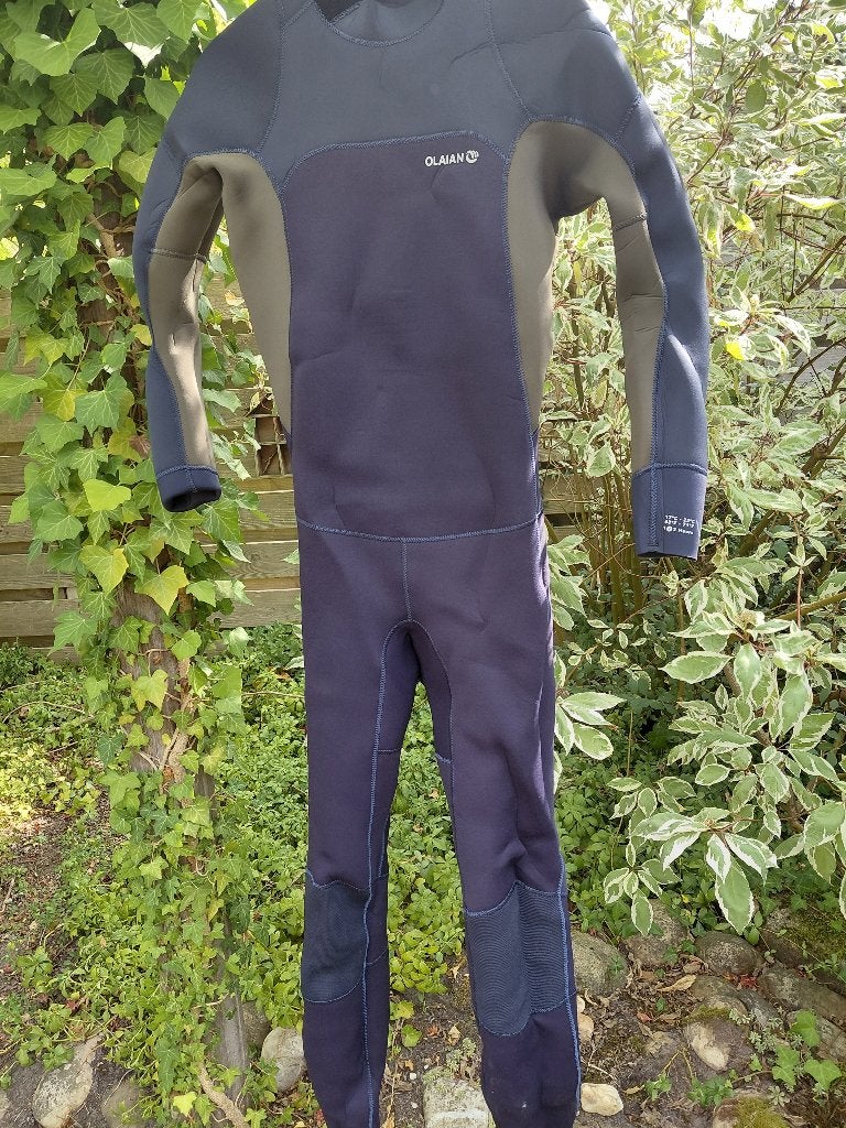 Wetsuit voor heren 500 neopreen 3/2 mm blauw/kaki - OLAIAN, Wetsuit, Nieuw, Ophalen of Verzenden, Heer