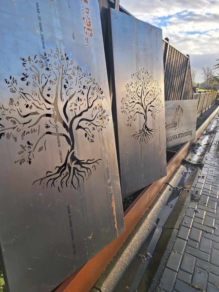 Cortenstaal Levensboom tuinscherm 90 x180cm, Ophalen, Overige materialen, Nieuw, .