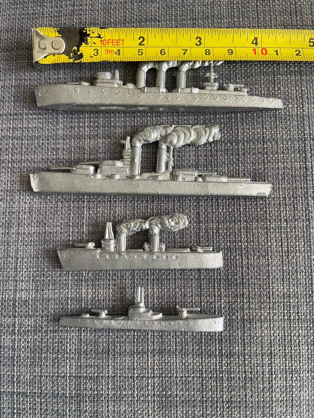 4 Mooie Tinnen Mini Scheepjes van Vlootdagen Den Helder 1988, Ophalen of Verzenden, Zo goed als nieuw, Schaalmodel