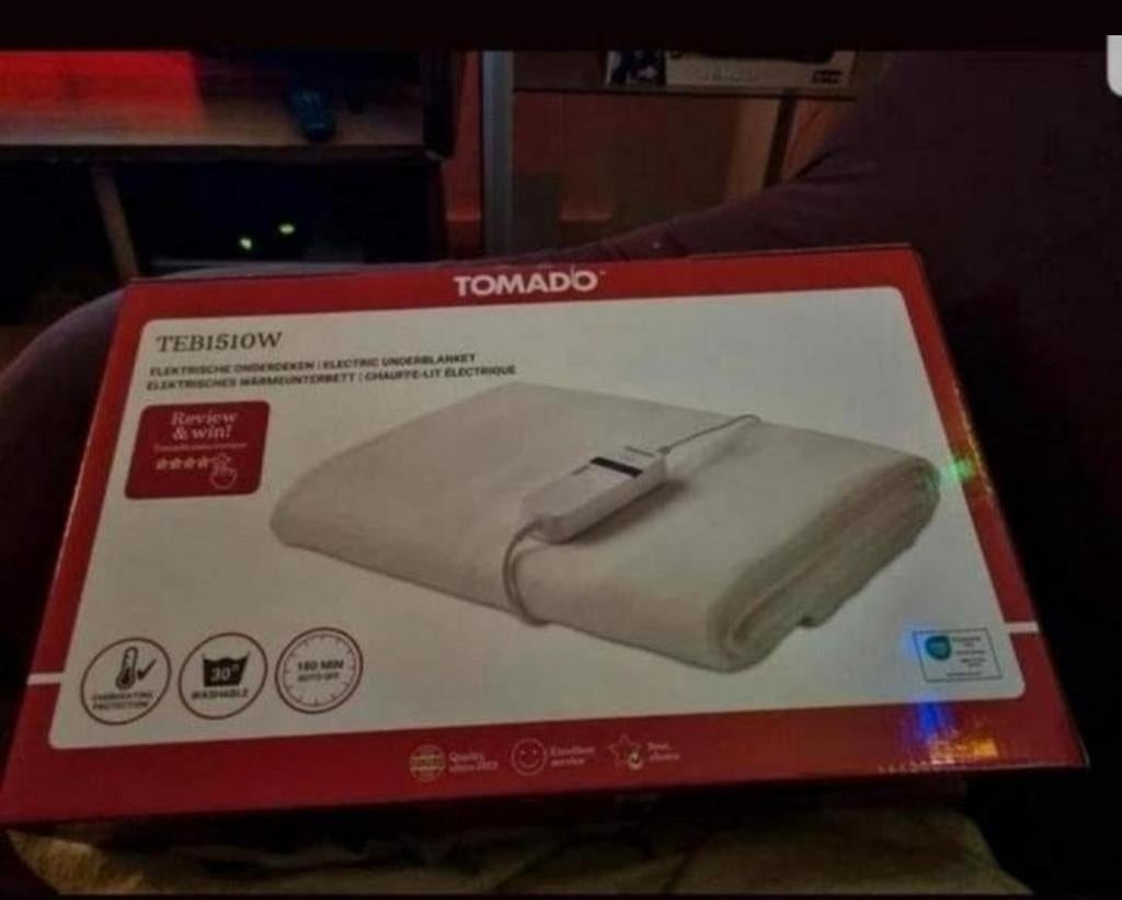 Tomado teb1510w elektrische onderdeken nieuw €25,00 een pers, Eenpersoons, Wit, Overige typen, Nieuw