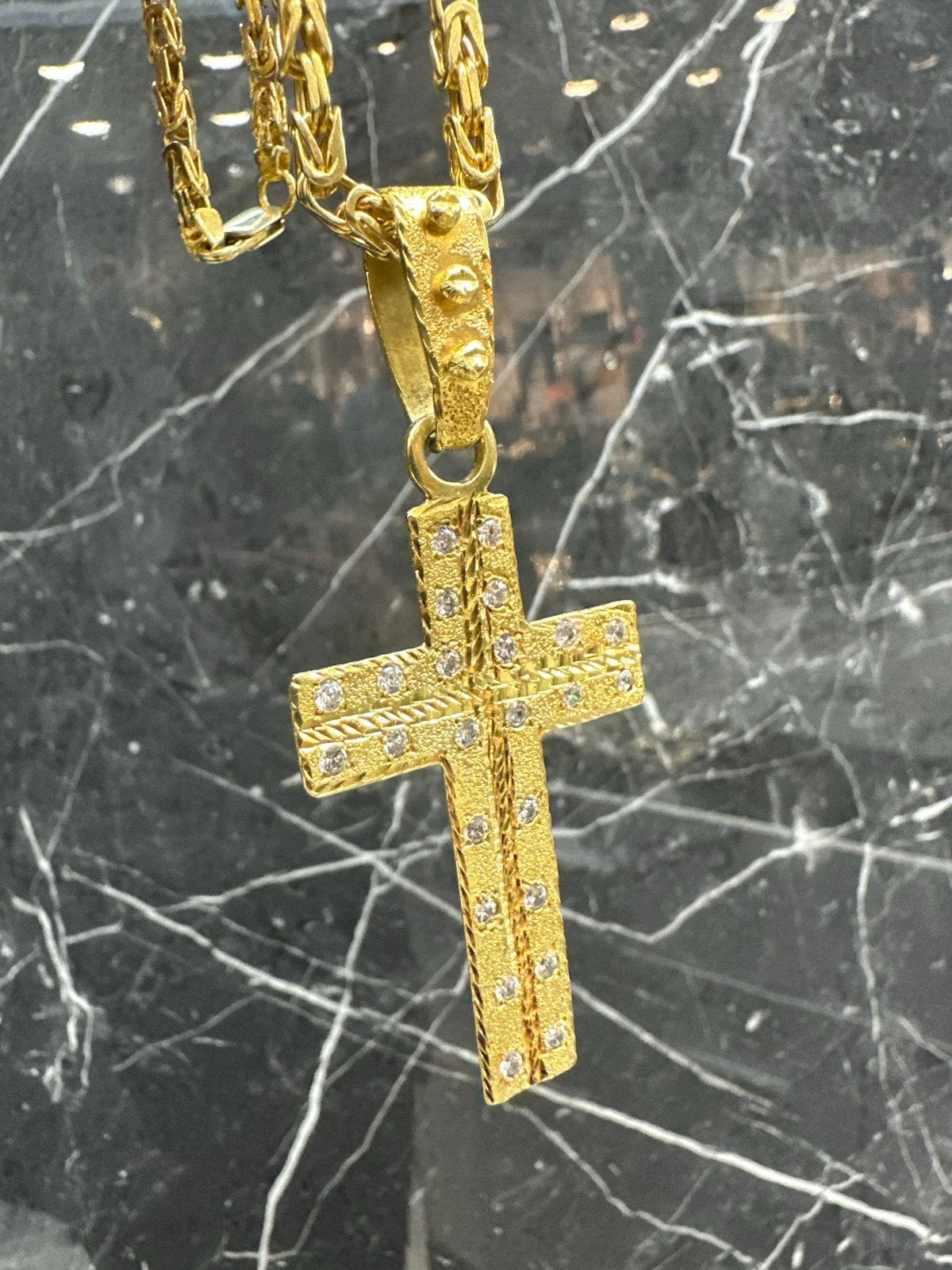 18K Gouden Koningsketting met Kruis Hanger - Mega Actie!, Sieraden, Tassen en Uiterlijk, Kettingen, Ophalen of Verzenden, Gebruikt
