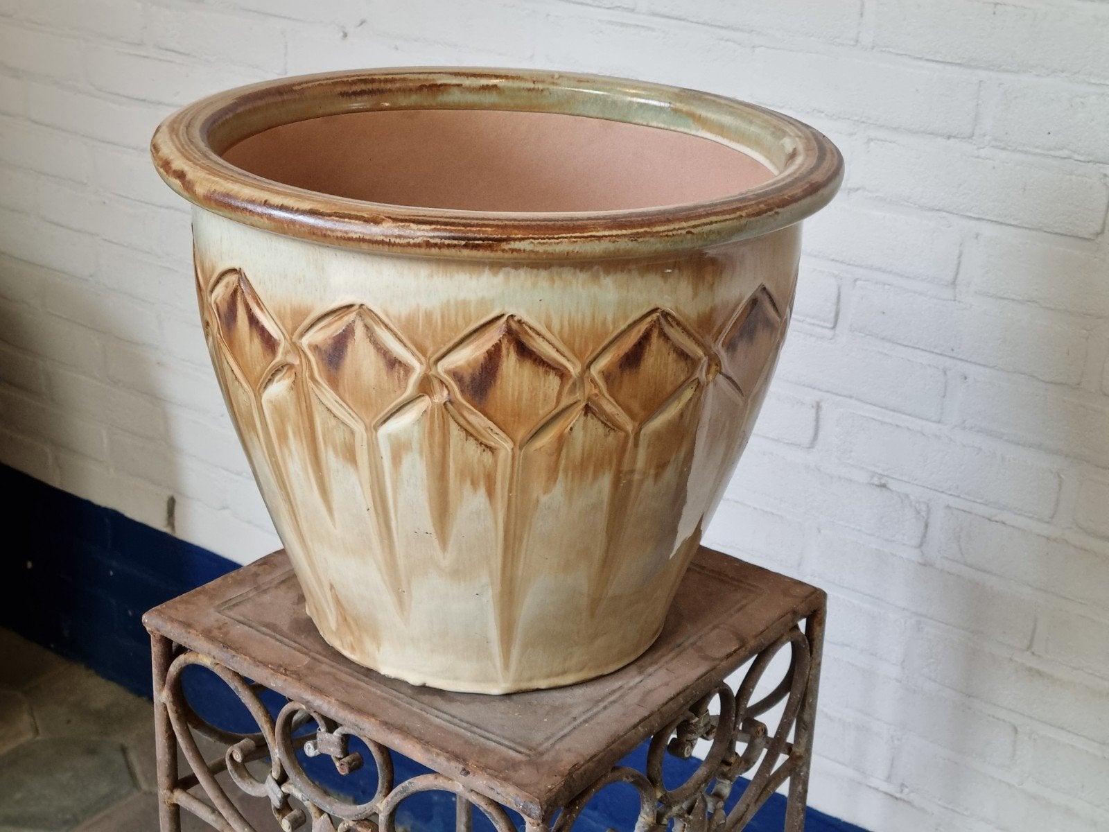 Grote,  38 cm , terracotta bloempot, Rond, Zo goed als nieuw, Terracotta, Balkon