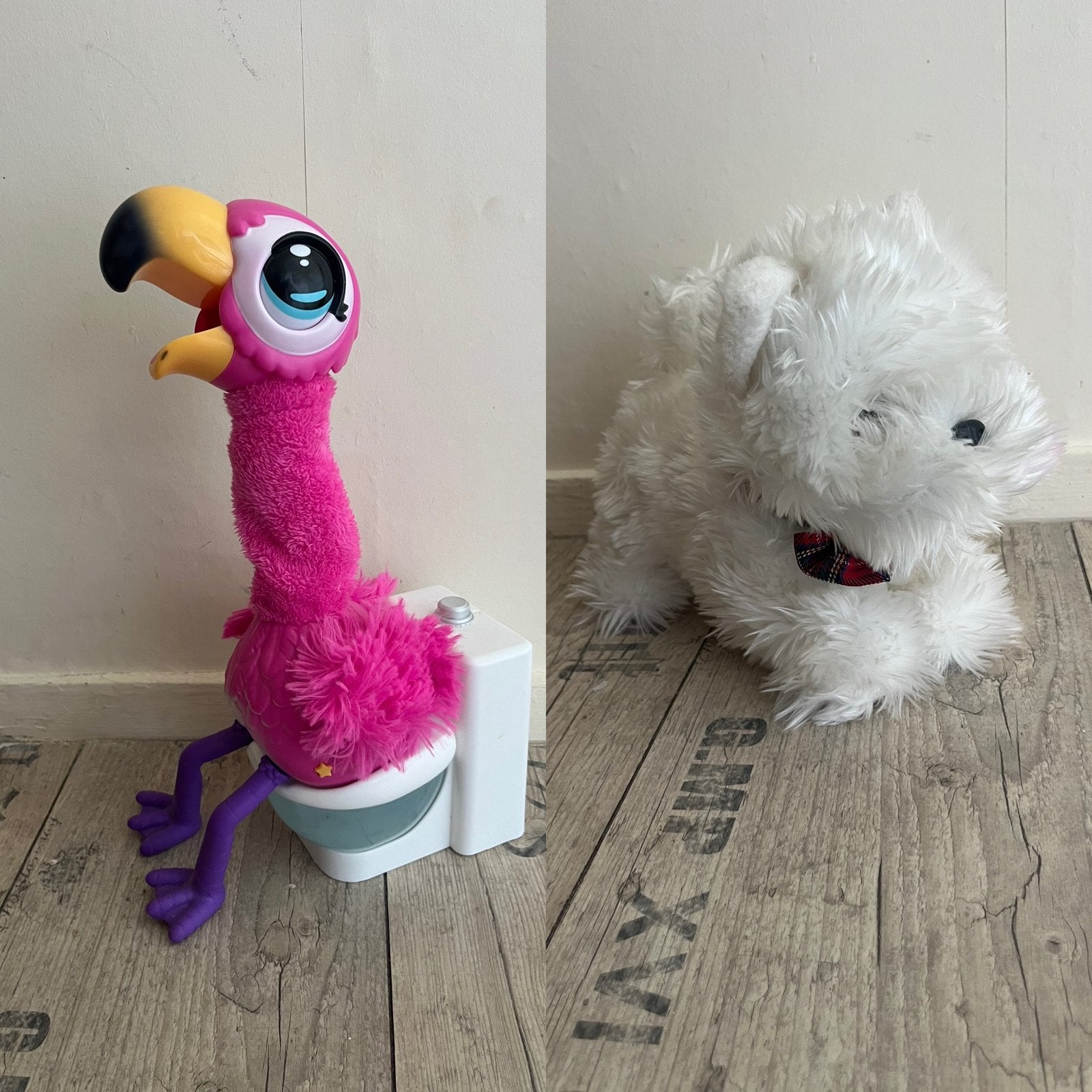Gotta go flamingo en lopende elektronische hond, Ophalen of Verzenden, Zo goed als nieuw, Hond