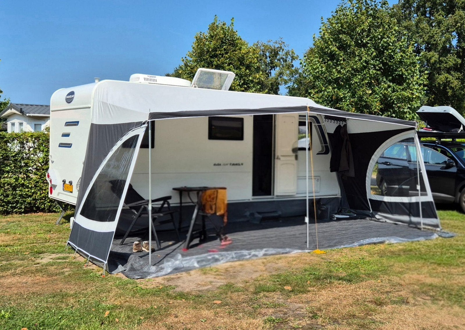 Dorema Panorama Greyline luifel 13 (950-975) aluminium stok, Ophalen, Zo goed als nieuw
