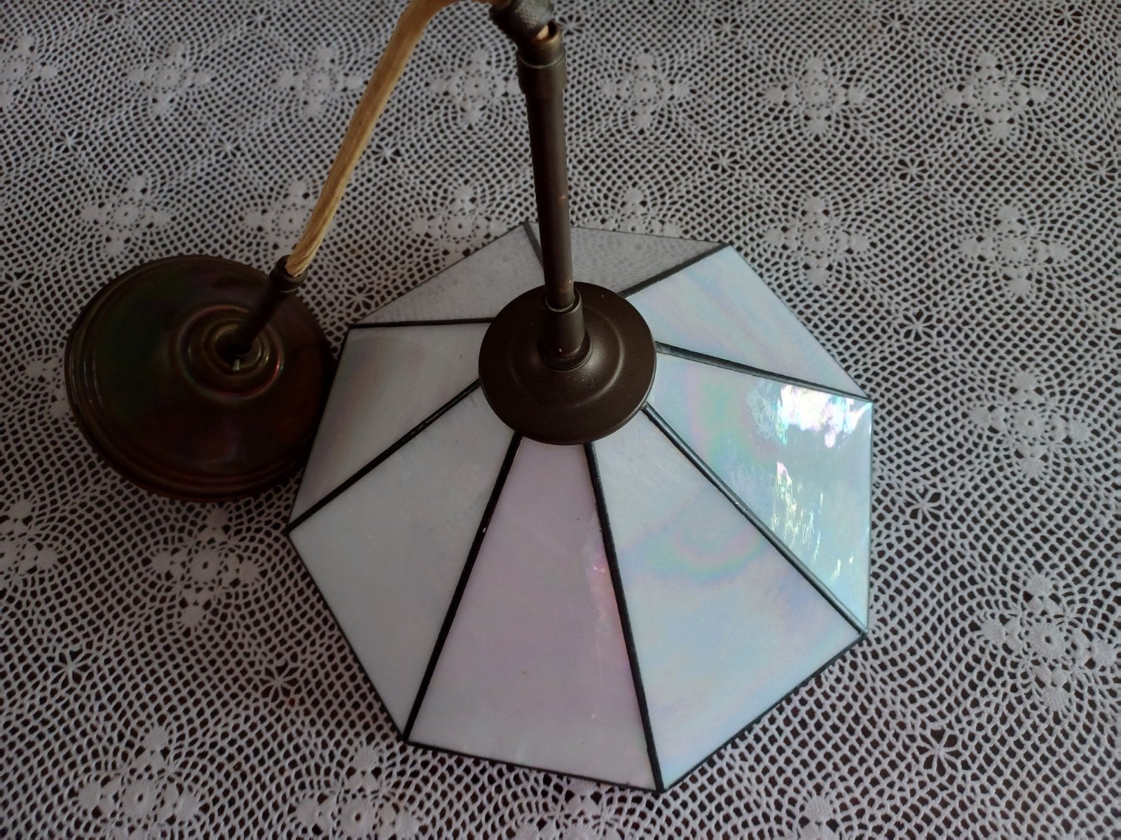 Vintage Tiffany-stijl plafondlamp met iriserend glas, Ophalen of Verzenden