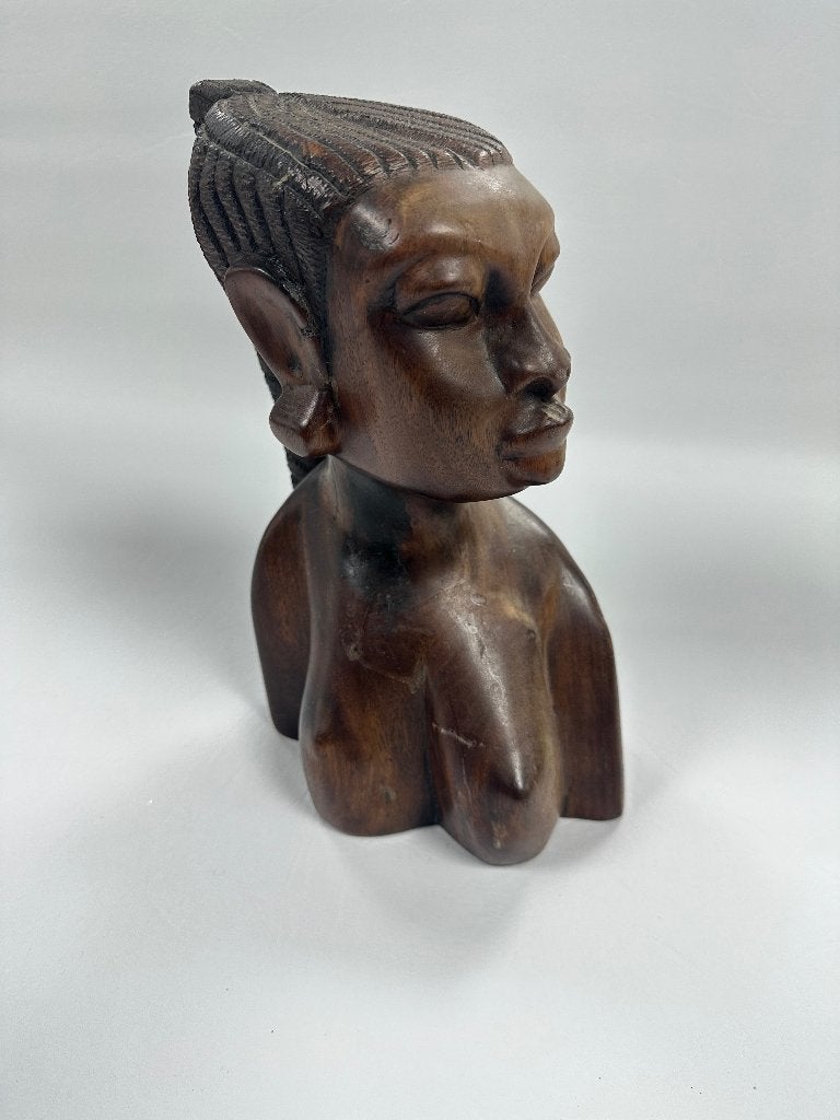 Balinees houten buste van een vrouw, Antiek en Kunst, Ophalen, Gepatineerd, 20 - 50 cm, Beeld
