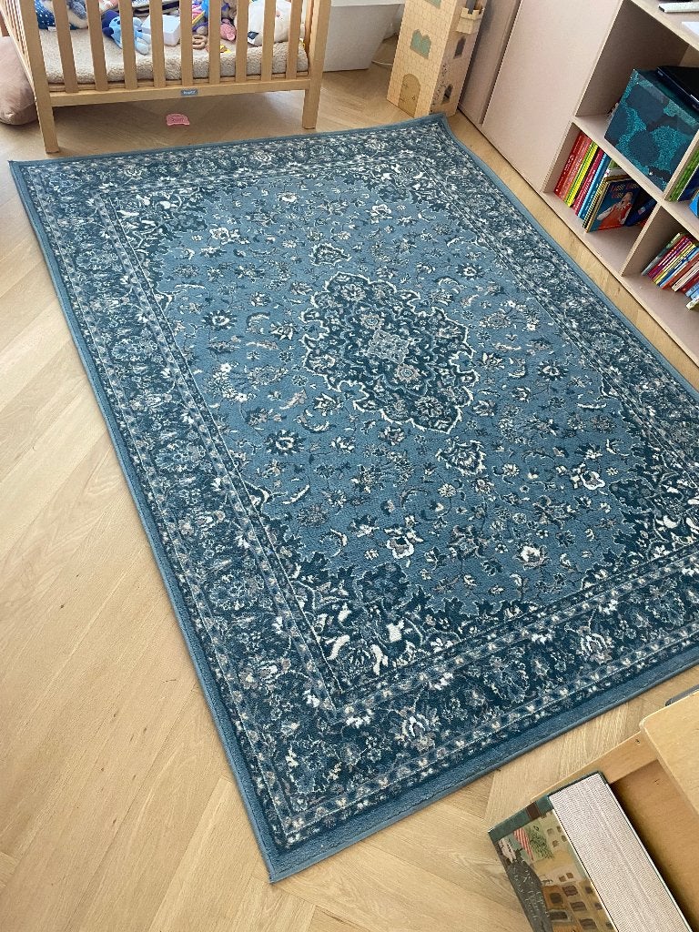Vedbäck IKEA vloerkleed blauw 170 x 230 cm, Huis en Inrichting, Ophalen, Gebruikt, Blauw, 150 tot 200 cm