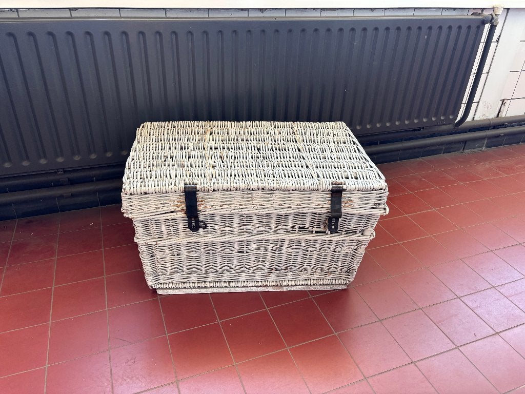 Rieten kist wit rotan opbergkist dekenkist  CS27154, Ophalen, Overige materialen, Gebruikt, Minder dan 50 cm