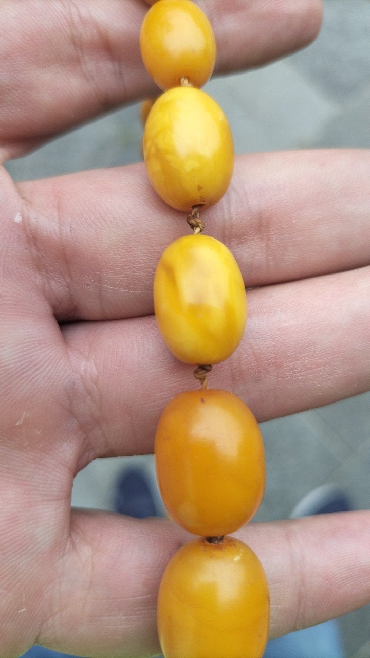 Amberkleurige halsband, gewicht 58 gram, Ophalen, Kraal