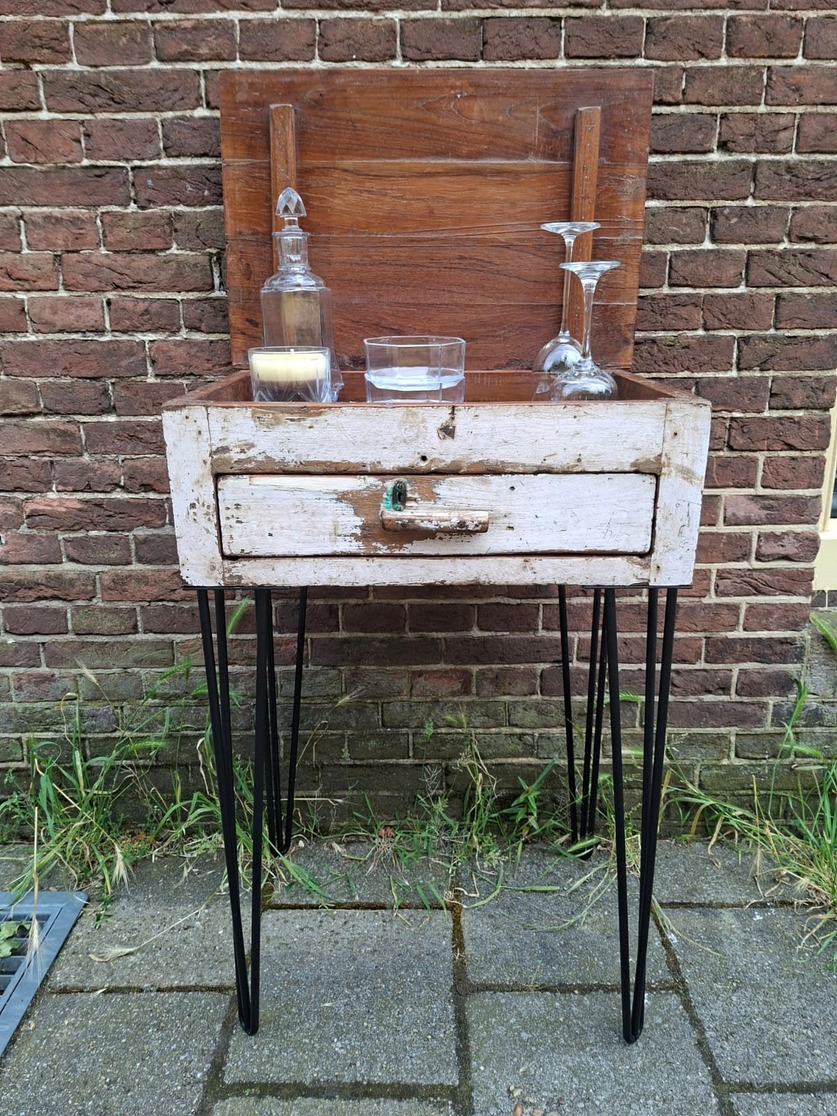 Sidetable, halkastje, lessenaarstafel, Ophalen, 50 tot 100 cm, Teakhout, Zo goed als nieuw