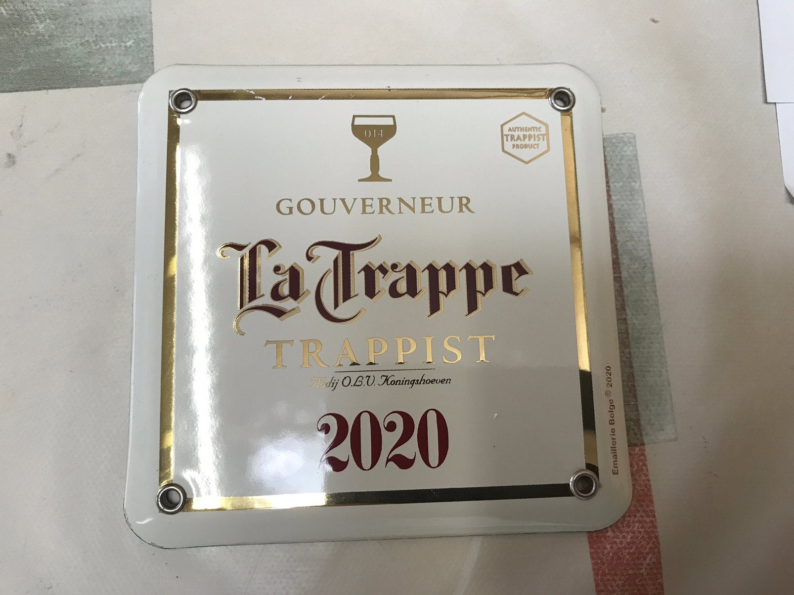 La Trappe emaillerie Belge gouverneur bordje, Ophalen of Verzenden, Gebruikt, Reclamebord