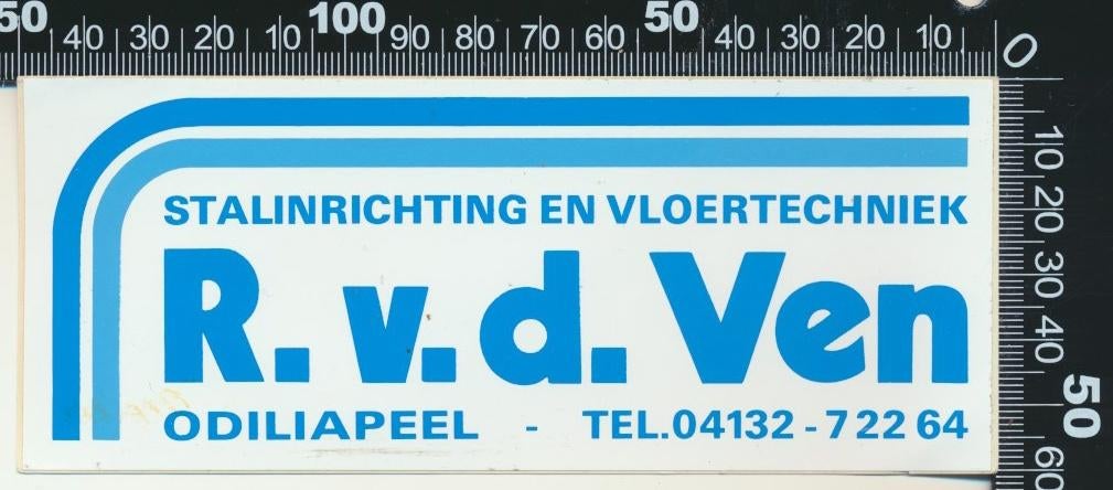 Sticker: Vd Ven Stalinrichting en Vloertechniek - Odiliapeel, Ophalen of Verzenden, Zo goed als nieuw, Bedrijf of Vereniging