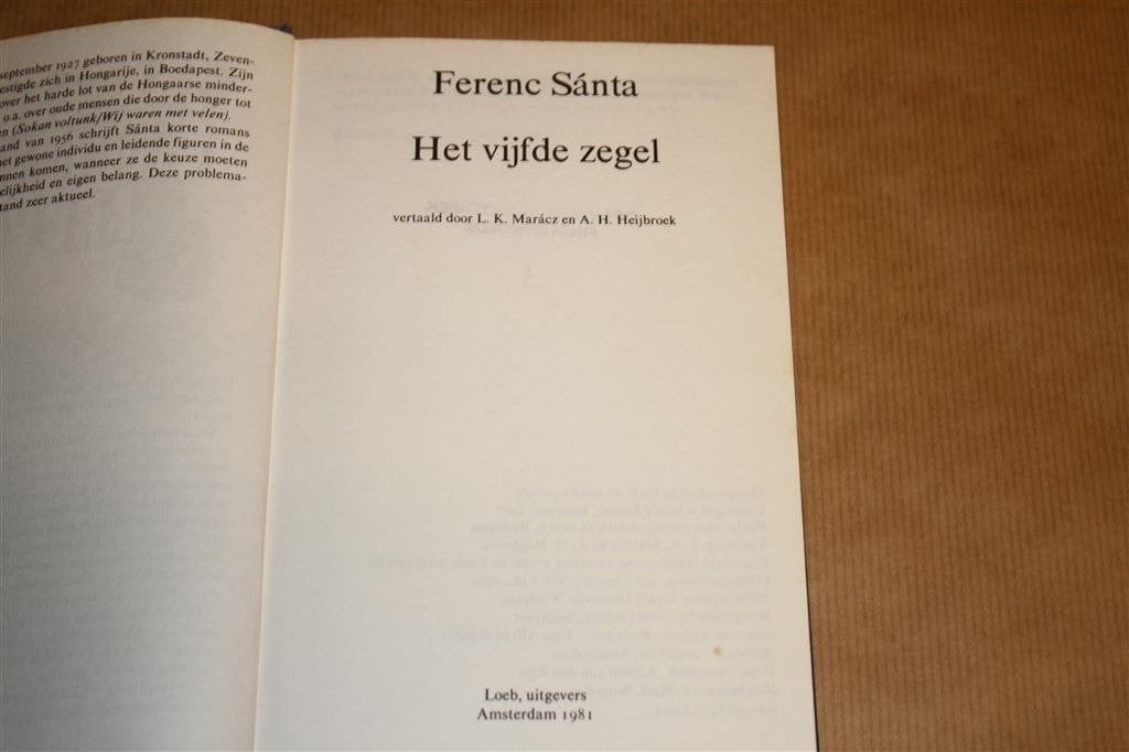 Het vijfde zegel. Sánta. Jan Cremer Hongaars archief., Ophalen of Verzenden, Gelezen
