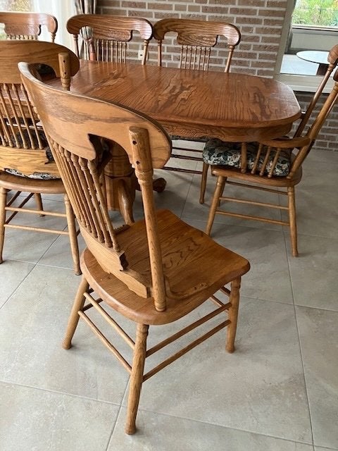 grote tafel met stoelen, Ophalen, Gebruikt, 100 tot 150 cm, 200 cm of meer