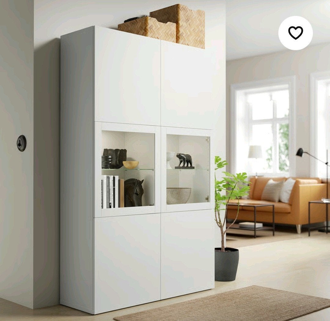 IKEA Bestå kast met deuren en vitrine, Ophalen, 100 tot 150 cm, 150 tot 200 cm, 25 tot 50 cm