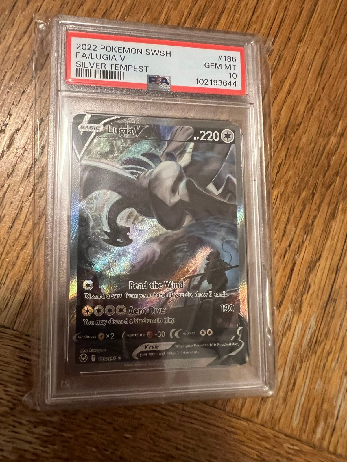 Lugia V Full Art #186 Silver Tempest PSA 10 Pokémon Kaart, Ophalen of Verzenden, Zo goed als nieuw, Losse kaart, Foil