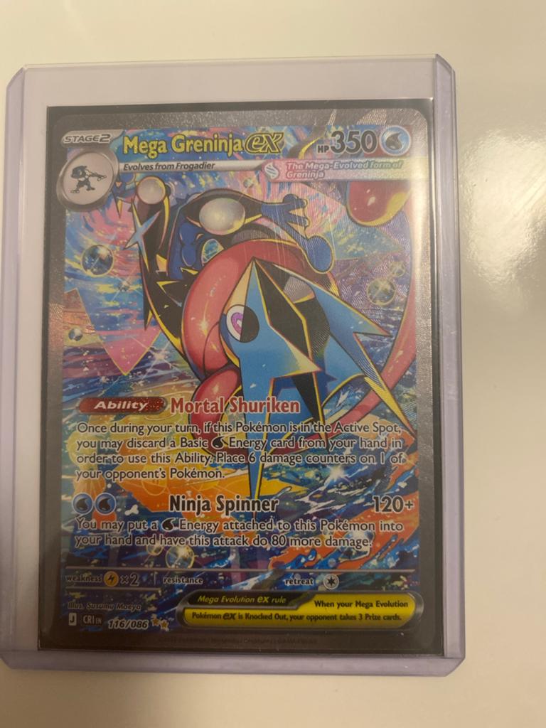 Mega Greninja EX Pokémon Kaart 116/086, Ophalen of Verzenden, Zo goed als nieuw, Losse kaart