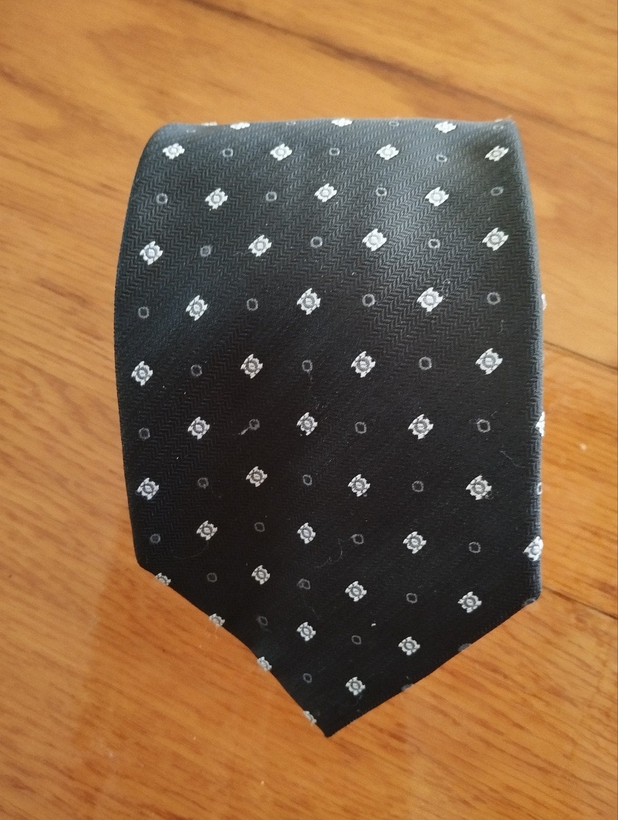 Zwarte CANDA stropdas met geometrisch patroon, Kleding | Heren, Ophalen of Verzenden, Zo goed als nieuw, Zwart