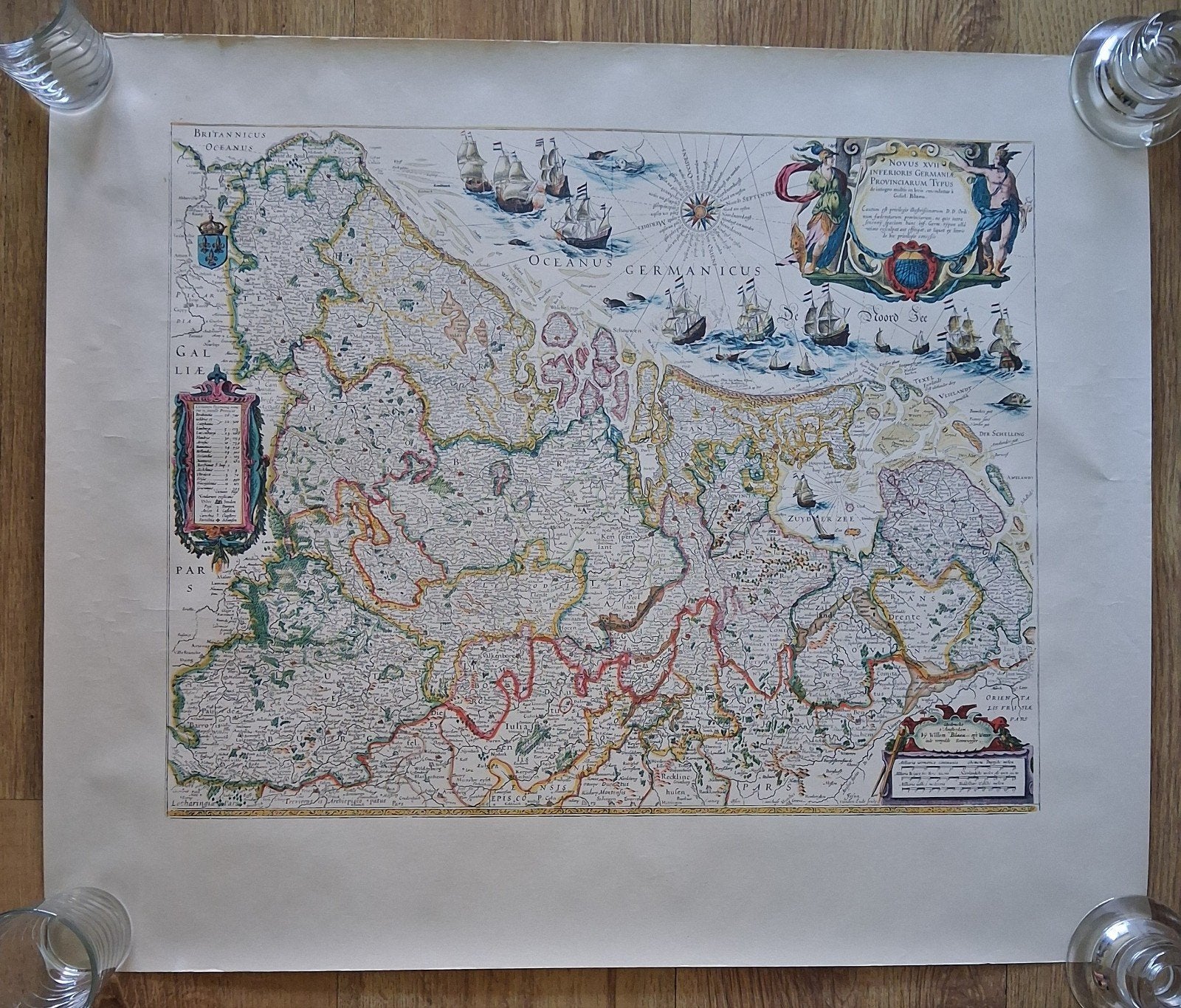 Antieke kaart Nederland, België en Luxemburg - Willem Blaeu, Ophalen, Willem Blaeu, Voor 1800, Nederland