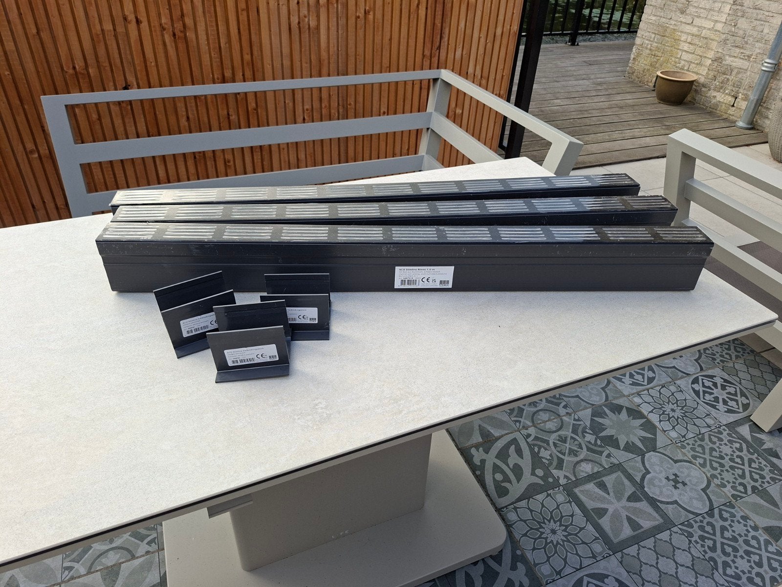 ACO Slimline afvoergoot 3 st 1.0m met aluminium rooster, Ophalen, Afvoer, Minder dan 2 meter, 80 mm of meer