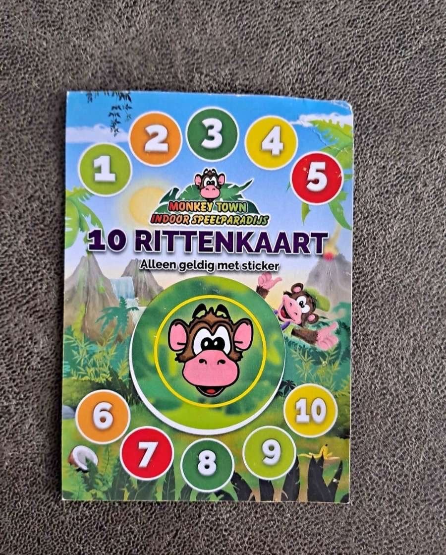 5x Monkey town 10 rittenkaar elke vestiging geldig, Drie personen of meer