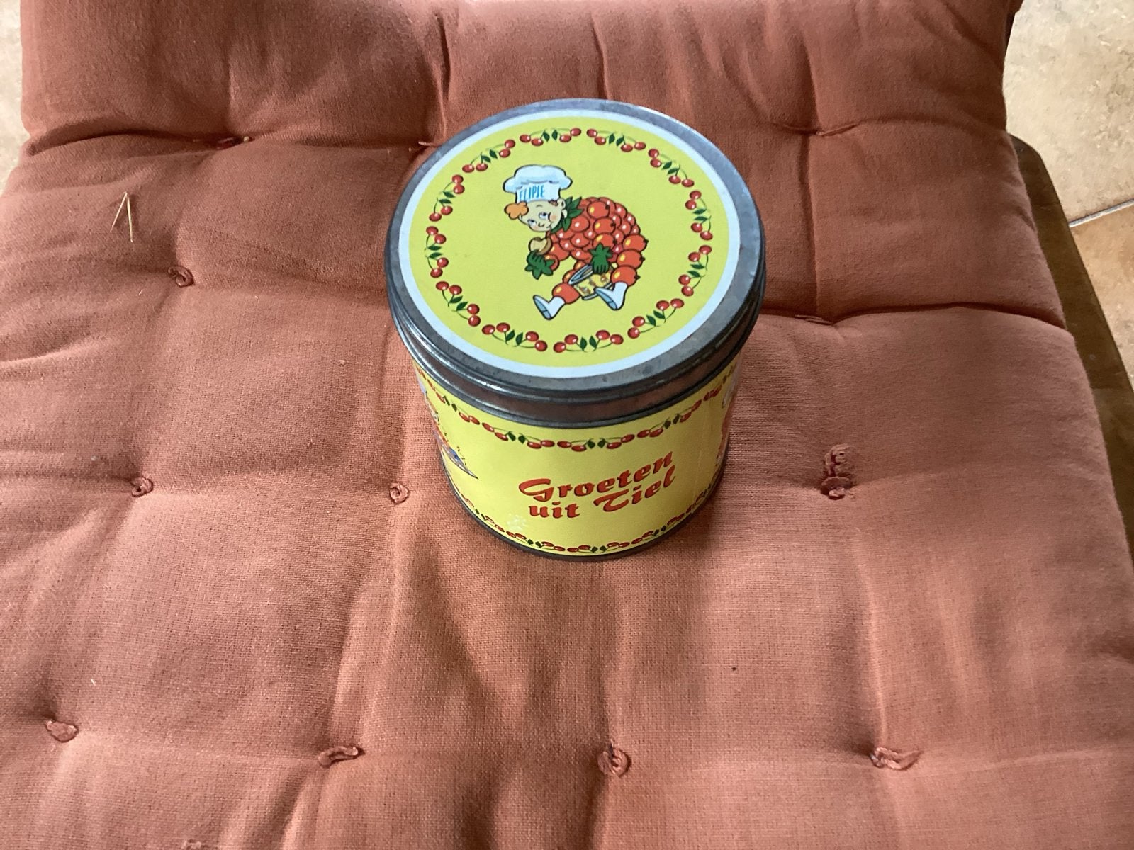 Vintage Stroopwafelblik Flipje Tiel - Groeten uit Tiel, Ophalen