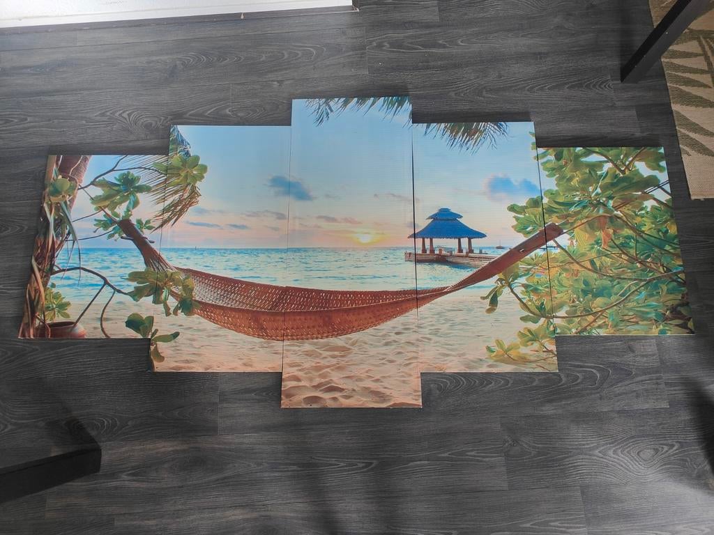 Vidaxl Canvas muurdruk wallprint 200cm x 100cm zandstrand, Ophalen, Weerbestendig, Wanddecoratie, 1 meter - 2 meter
