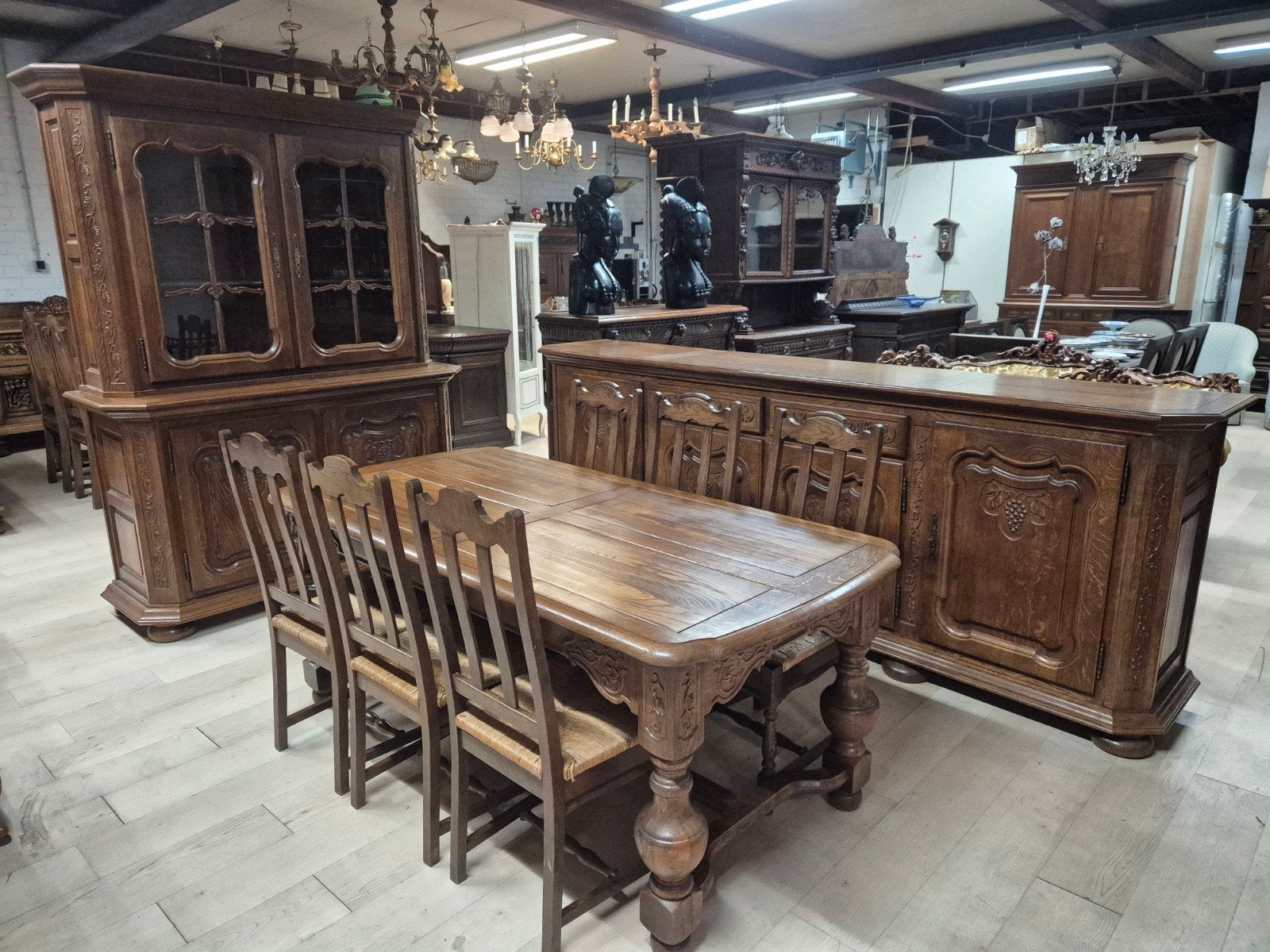 Antieke Eiken Eetkamer Set, Ophalen
