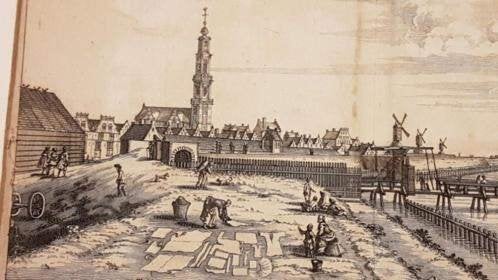 Oude gravure Amsterdam De Saegh Molens poort, Antiek en Kunst, Ophalen